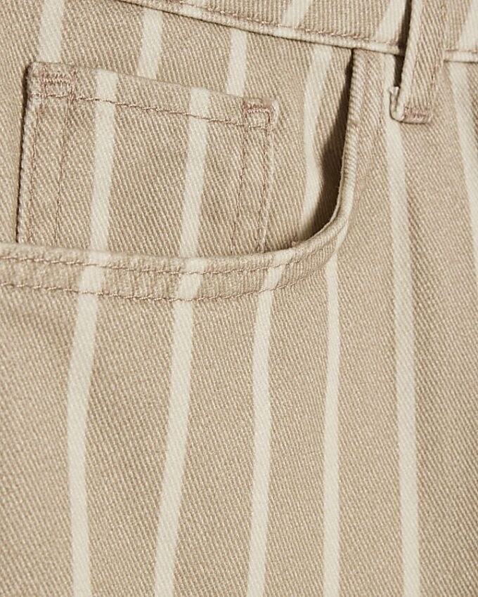 Beige randiga jeans med vida ben