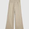 Beige randiga jeans med vida ben
