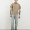 Beige Regular Fit Stripe T-shirt