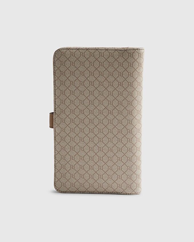 Beige resplånbok med monogram