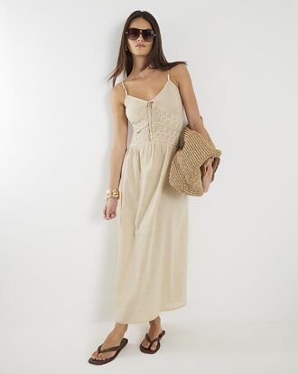 Beige ärmlös Cornelli Maxi strandklänning