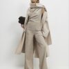 Beige ärmlös randig draperad topp Beige ärmlös randig draperad topp