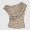 Beige ärmlös randig draperad topp Beige ärmlös randig draperad topp
