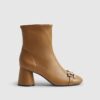 Beige rund tå Snaffle ankelskor