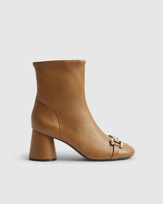Beige rund tå Snaffle ankelskor