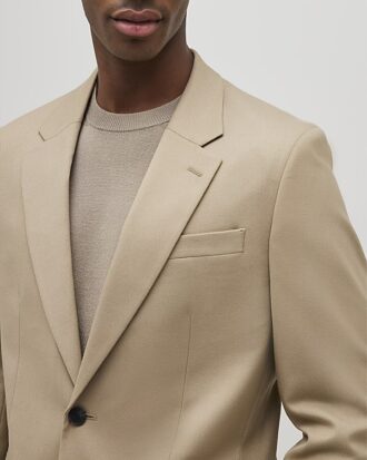Beige slim fit-kostymjacka med struktur