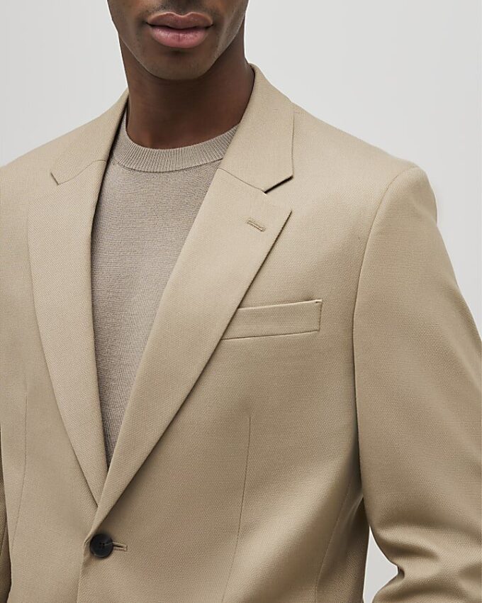Beige slim fit-kostymjacka med struktur Beige slim fit-kostymjacka med struktur