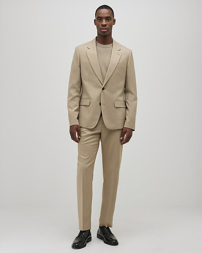 Beige slim fit-kostymjacka med struktur Beige slim fit-kostymjacka med struktur