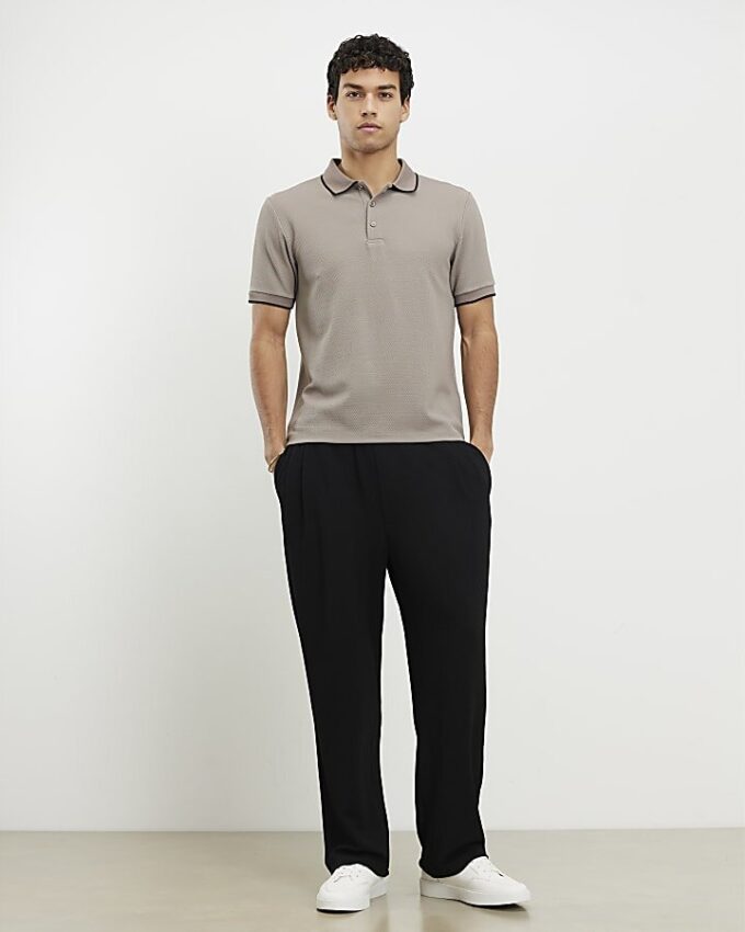 Beige slim fit-polotröja