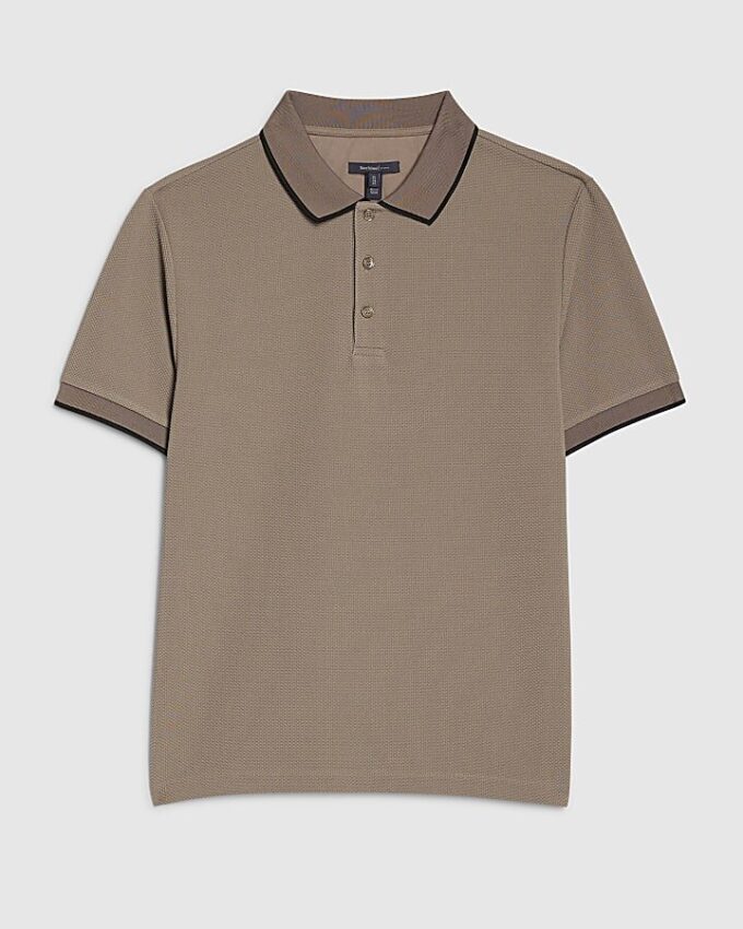 Beige slim fit-polotröja