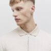 Beige slim fit-polotröja med struktur