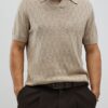 Beige slim fit-skjorta med öppen krage