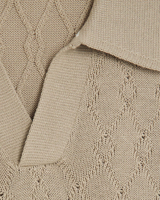 Beige slim fit-skjorta med öppen krage