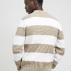Beige slim fit stickad randig kofta