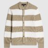 Beige slim fit stickad randig kofta