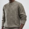 Beige slim fit stickad rutig tröja
