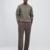 Beige slim fit stickad rutig tröja