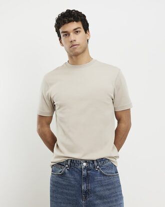 Beige slim fit-T-shirt