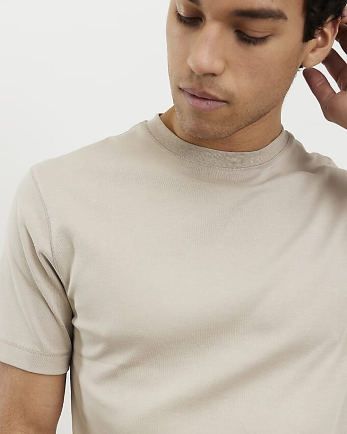 Beige slim fit-T-shirt
