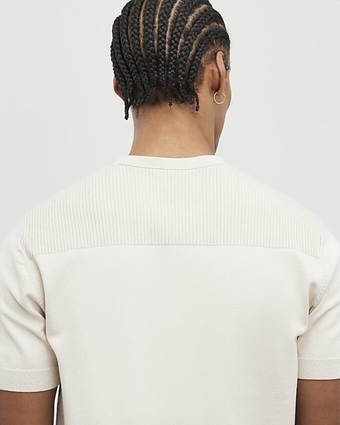 Beige slim fit-T-shirt