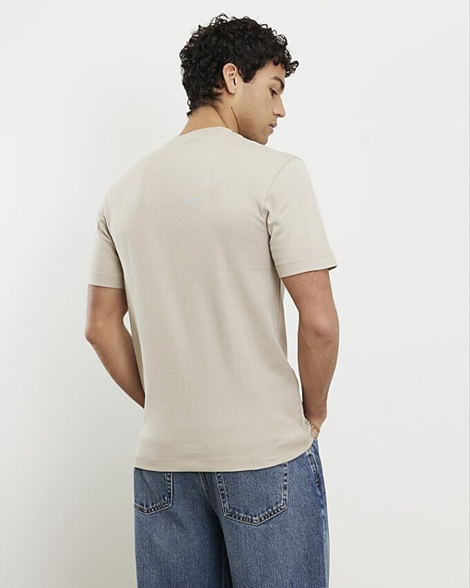 Beige slim fit-T-shirt