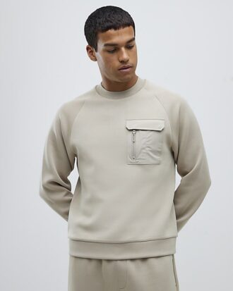 Beige slim fit-tröja i nylon