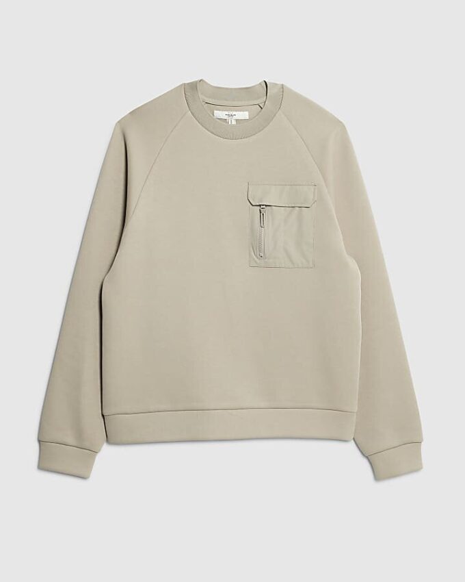 Beige slim fit-tröja i nylon