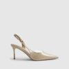 Beige slingback-pumps med perspex-klack