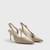 Beige slingback-pumps med perspex-klack