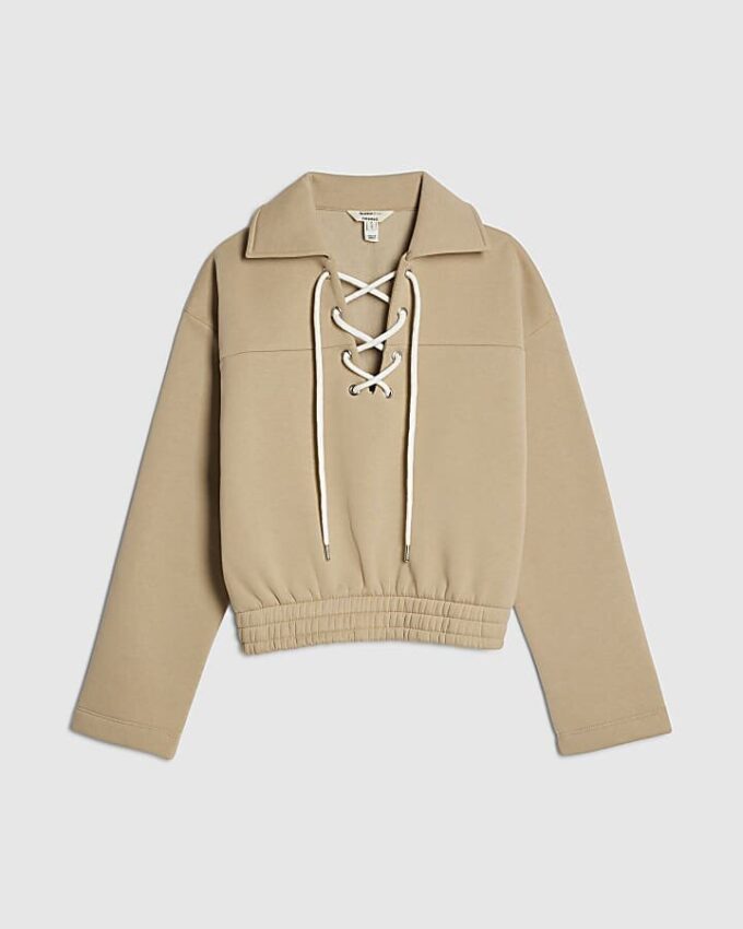 Beige snörningströja