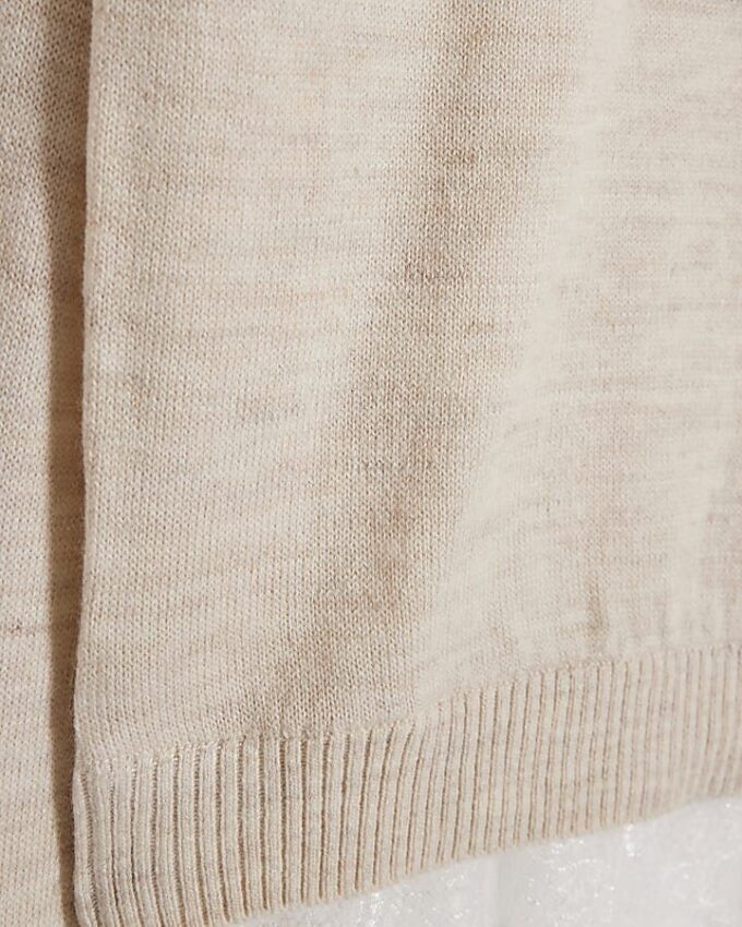 Beige stickad hybridtop med spets