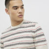 Beige stickad randig T-shirt