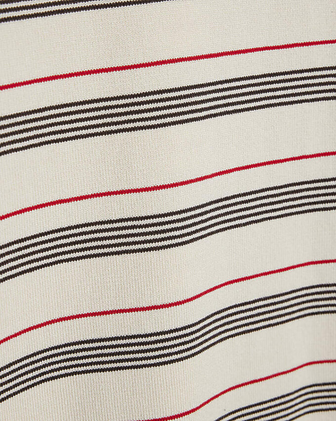 Beige stickad randig T-shirt