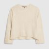 Beige stickad tröja med rund hals