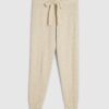 Beige stickade joggingbyxor