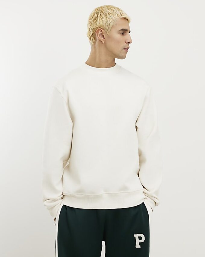 Beige sweatshirt med normal passform