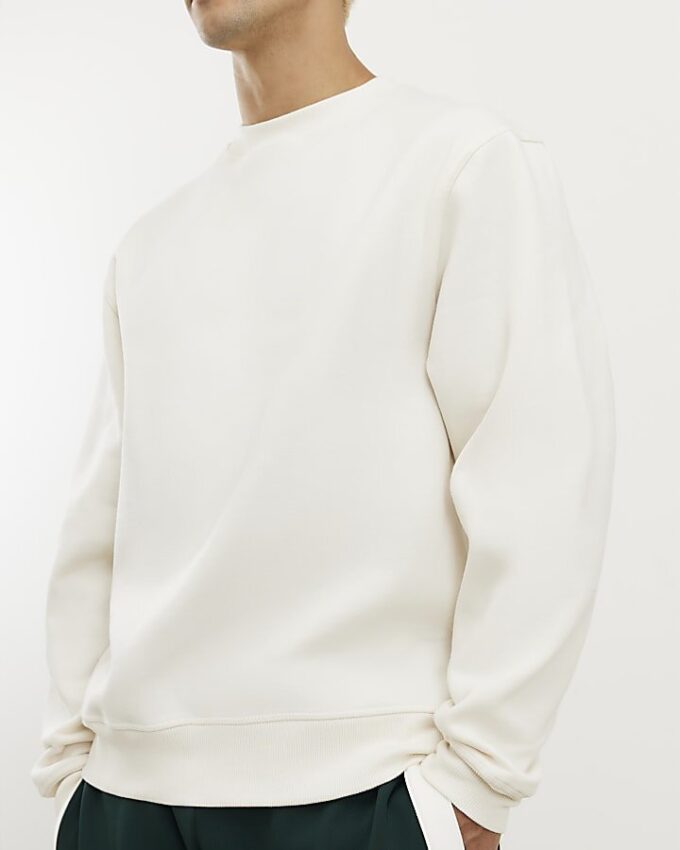 Beige sweatshirt med normal passform