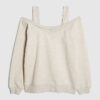 Beige sweatshirt med utskurna axlar