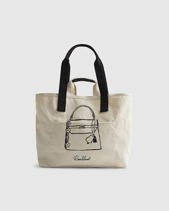 Beige totebag med ficka fram