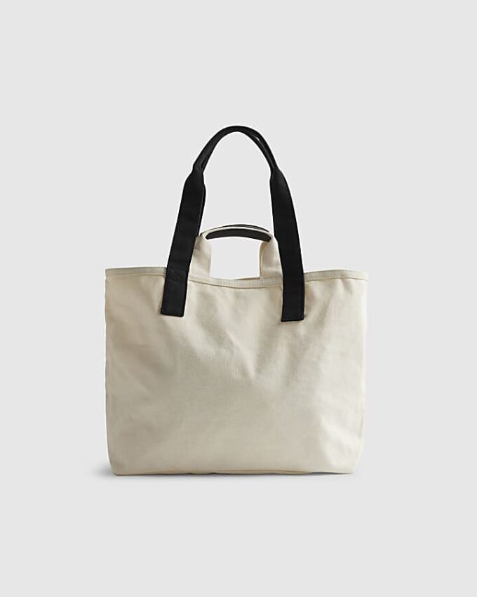 Beige totebag med ficka fram