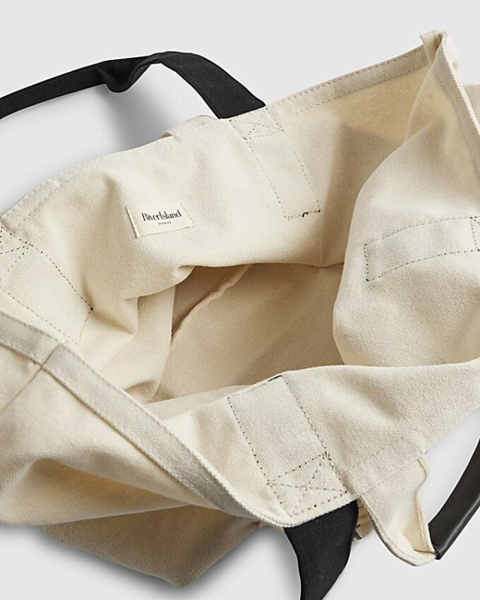 Beige totebag med ficka fram