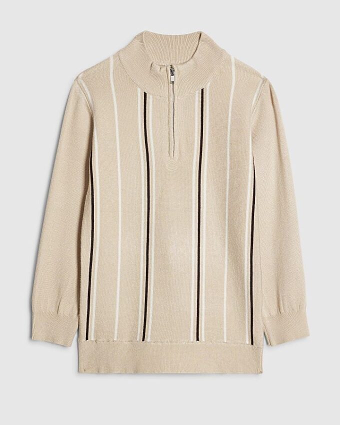 Beige tröja med trattkrage för pojkar