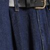 Blå baggy jeans med plissering och bälte