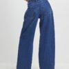 Blå baggy jeans med vida ben och knytmidja