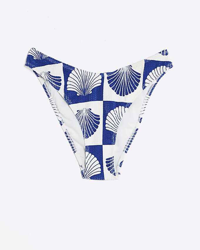 Blå bikiniunderdel med texturerat skalprint