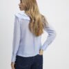 Blå blus med volanger och knytband