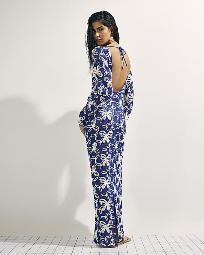 Blå Cornelli Crochet Maxi Beach Dress