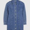 Blå denimklänning med sömmar
