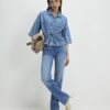 Blå denimtröja med knytning fram