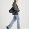 Blå högmidjade Relaxed Straight Ripped Jeans